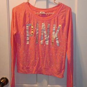 🤠PINK by Victoria's Secret Long Sleeve Embellished Top Size Medium